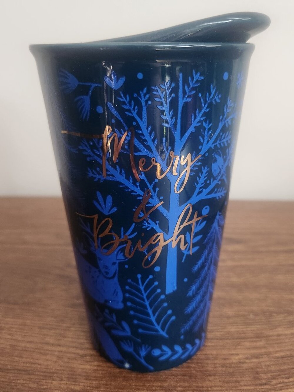 Merry and Bright Holiday Ceramic Travel Mug